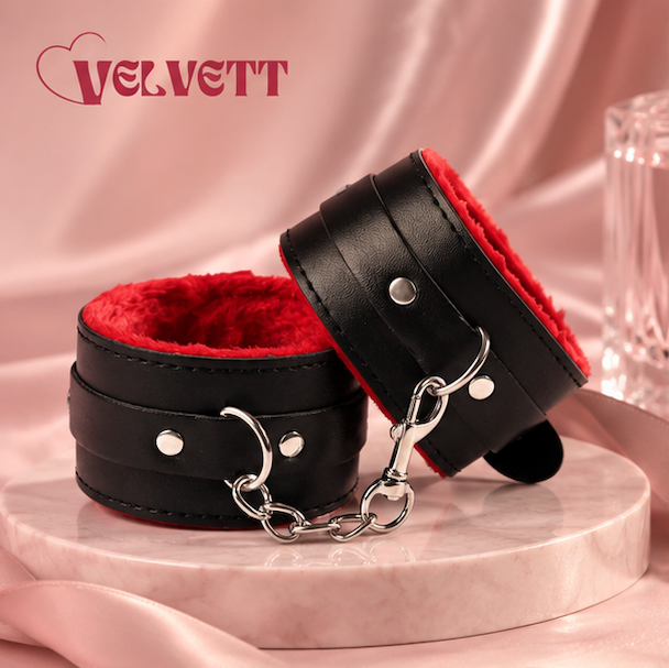 Leather Handcuffs with Plush Lining